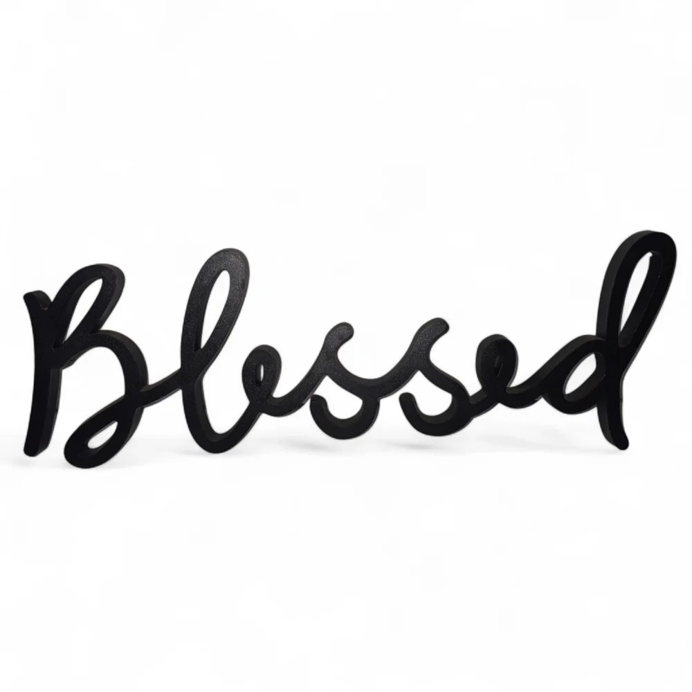 Blessed Black Script Wall Decor 16‎ Inch Farmhouse Sign